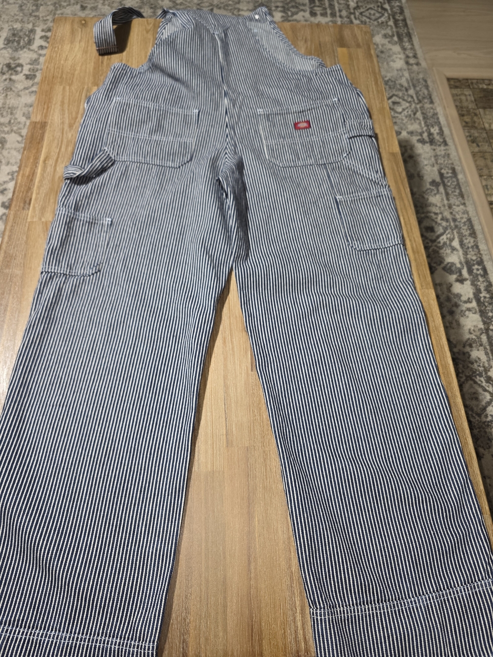 Dickies Blue & White Striped Cargo Overalls